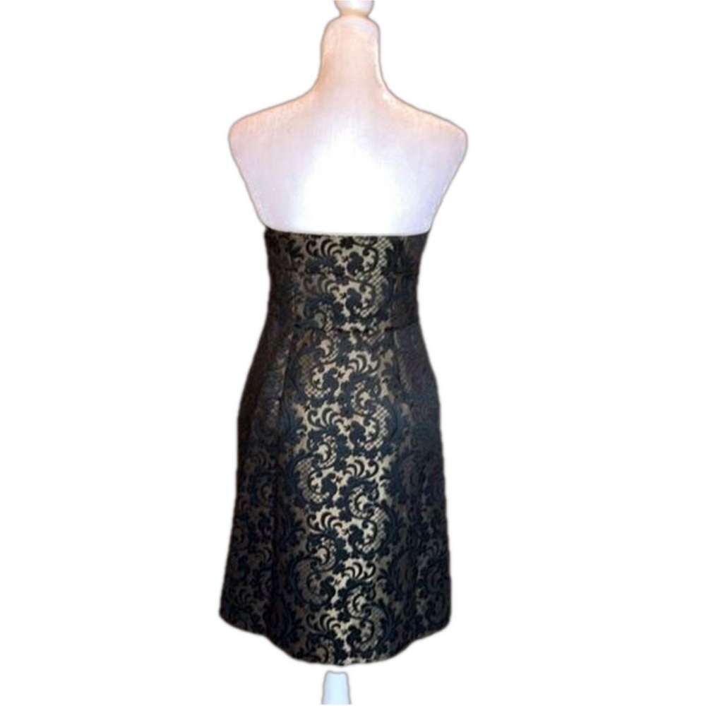 ANNE TAYLOR LOFT PETITES Black & Gold
Print Strapless Cocktail Dress Size 0P - Picture 3 of 7